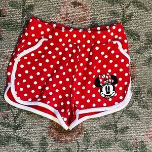 Disney red & white polka dot Minnie mouse pull on shorts girls 5/6 like new